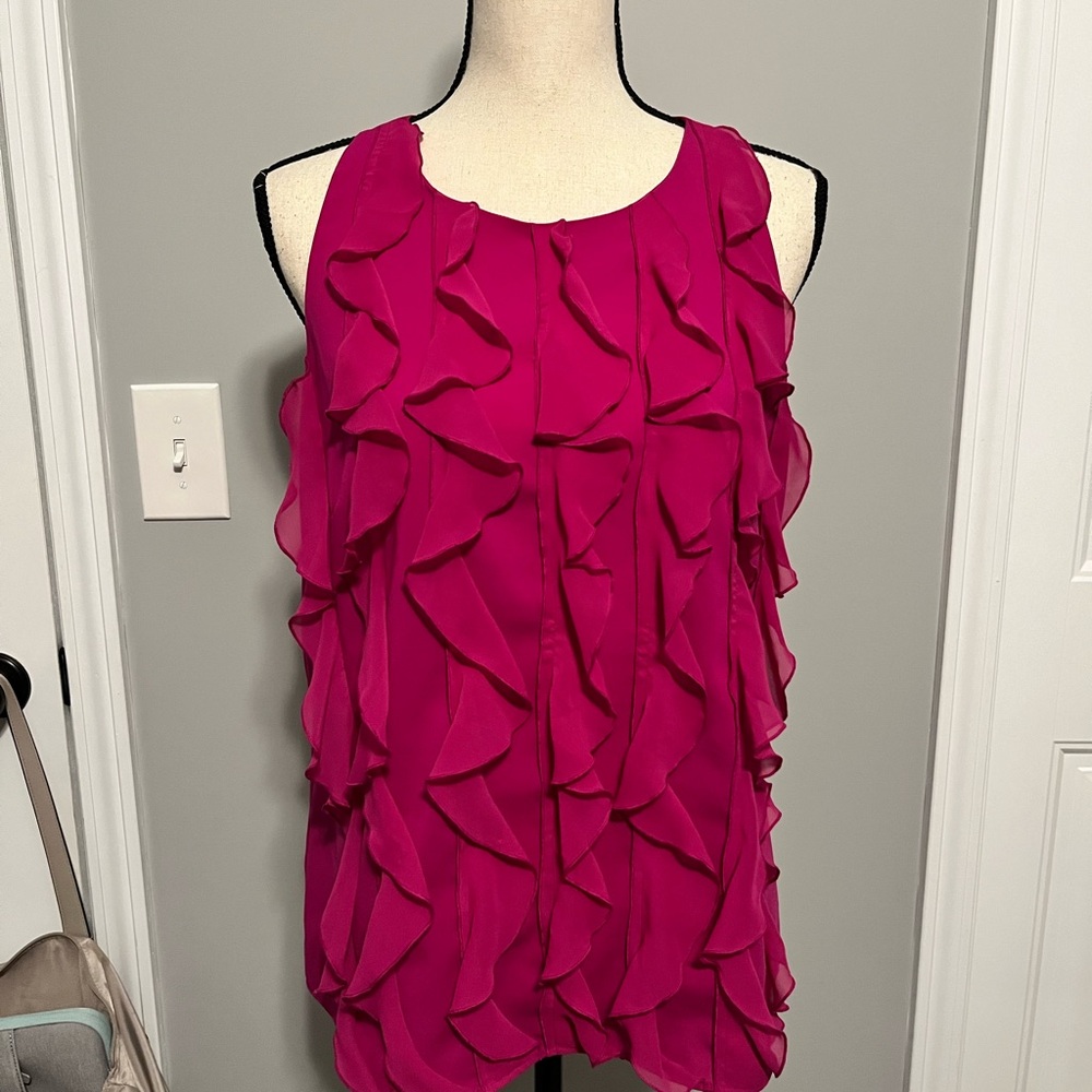 Trulli Pink Ruffle Sleeveless Top